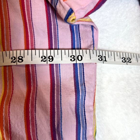 Roamans Button Up Collar Shirt Women’s 34W Pink Rainbow Vertical Stripe See Pics - Picture 6 of 6